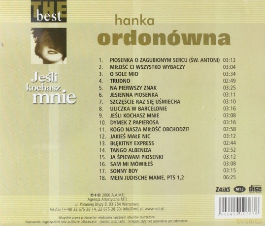 Hanka Ordonówna: The Best - Jeśli Kochasz Mnie [CD]