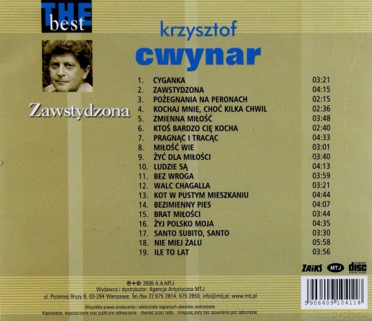 Krzysztof Cwynar: The Best - Zawstydzona [CD]
