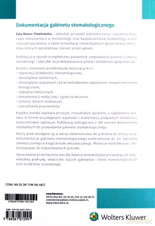 Dokumentacja gabinetu stomatologicznego - Ewa Mazur-Pawłowska [KSIĄŻKA]