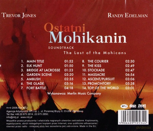 Ostatni Mohikanin soundtrack (The Last of The Mohicans) [CD]