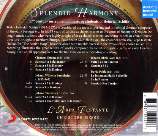 L'Arpa Festante: Splendid Harmony - 17th Century Instrumental Music by Students of Heinrich Schütz [CD]
