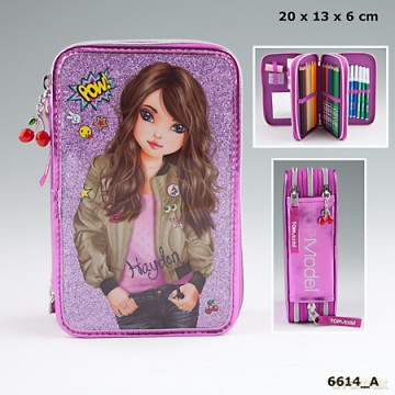 Piórnik potrójny z wyposażeniem Friends fioletowy