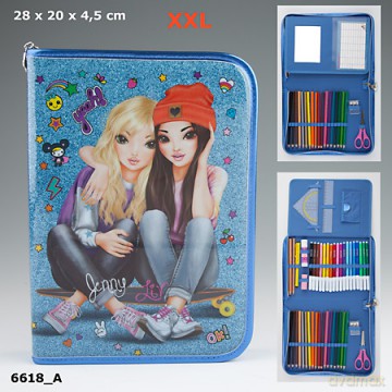 Piórnik XXL Friends z wyposażeniem niebieski