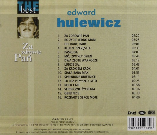 Edward Hulewicz: The Best - Za Zdrowie Pań [CD]