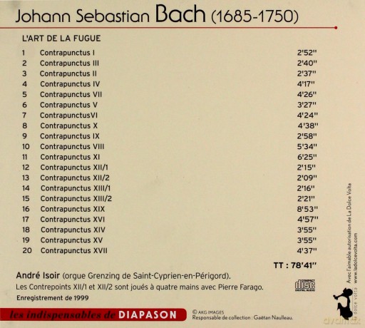 Andre Isoir: Js Bach - The Art Of Fugue-Bwv1080 [CD]