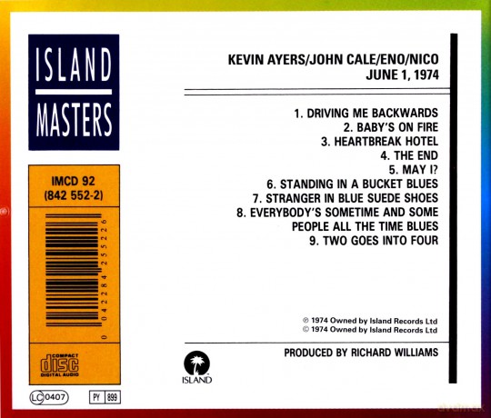 Kevin Ayers & Cale & Eno & Nico: June 1 1974 [CD]
