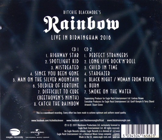 Ritchie Blackmores Rainbow: Live In Birmingham 2016 [2CD]