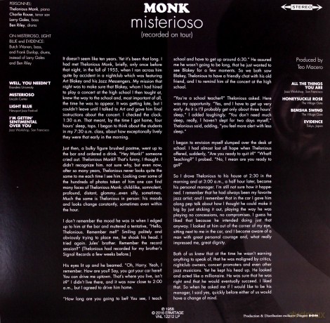 Thelonius Monk Quartet: Misterioso [Winyl]