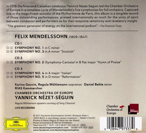 Yannick Nezet-Seguin: Mendelssohn Symphonies [3CD]