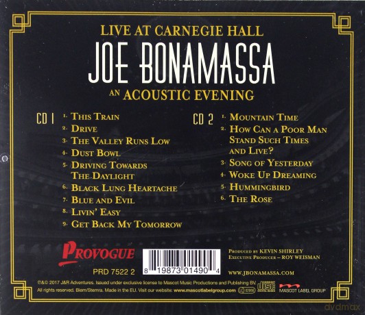 Joe Bonamassa: Live At Carnegie Hall – An Acoustic Evening [2CD]