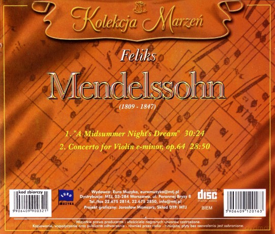 Kolekcja Marzeń: Mendelssohn Felik- A Midsummer Night's Dream, Concerto [CD]