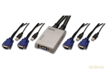 Przełącznik Digitus Mini KVM switch 4PC, USB, 2048x1536, 200MHz, 1,2m DS-12200