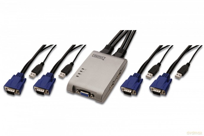 Przełącznik Digitus Mini KVM switch 4PC, USB, 2048x1536, 200MHz, 1,2m DS-12200