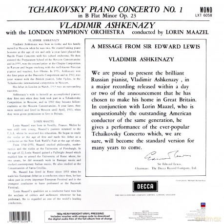 Vladimir Ashkenazy: Tchaikovsky Piano Concerto 1 [Winyl]