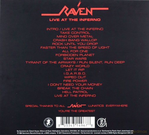 Raven: Live At The Inferno (digipack) [CD]