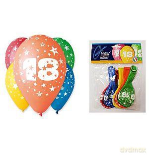 Balony 12 z nadrukiem "18" pastelowe