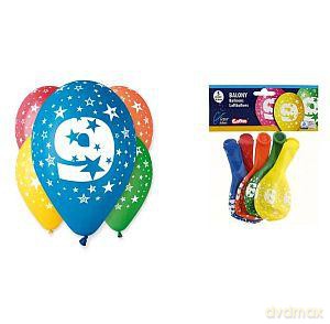 Balony 12 z nadrukiem "9" pastelowe