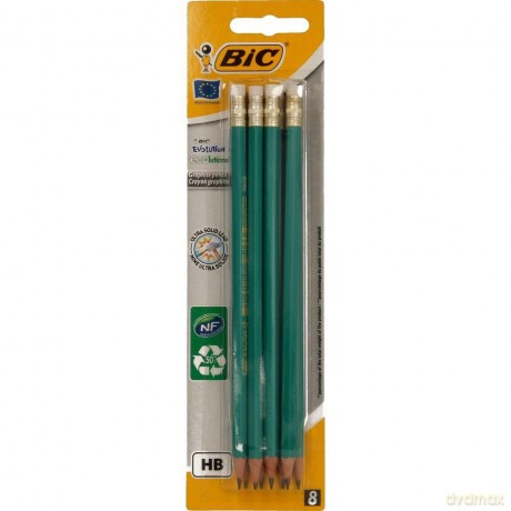 Bezdrzewny ołówek grafitowy z gumką HB Bic Evolution Ecolutions