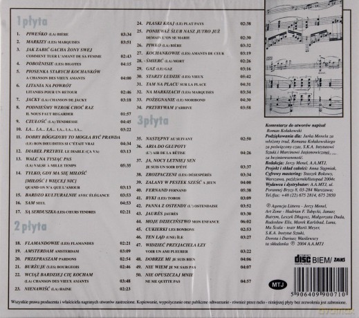 50x Jacques Brel Śpiewa: Andrzejczyk,Bajor,Baka,Bochenek,Bończyk,Czyżykiewicz,Długosz,Duda,Elis,  [3CD]
