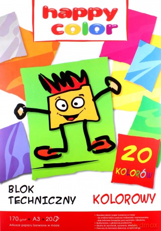Blok techniczny A3/20 kolorowych kartek
