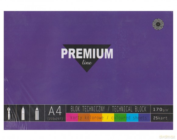 Blok techniczny A4 kolorowy Premium