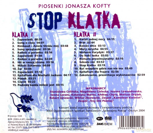 Różni Wykonawcy: Stop klatka - Piosenki Jonasza Kofty [2CD]
