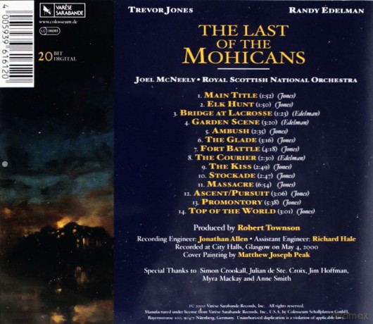 The Last Of The Mochicans soundtrack (Ostatni Mohikanin) (Randy Edelman) [CD]