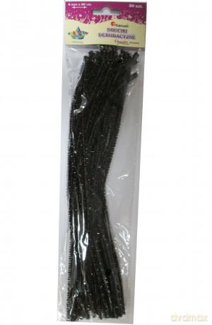 Drucik brokat czarny 6 mm x 30 cm. 30 sztuk