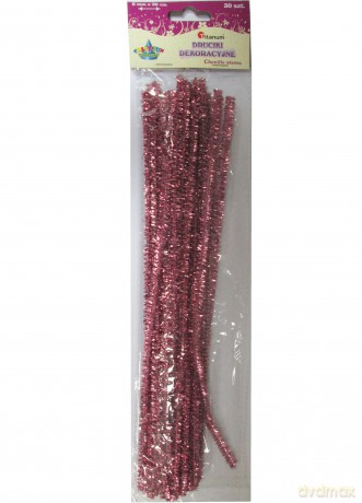 Drucik brokat różowy 6 mm x 30 cm. 30 sztuk