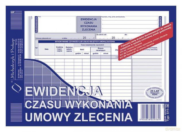 Ewiedencja czasu wykonania umowy zlecenia