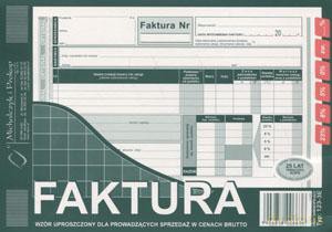 Faktura VAT A5 123-3E wzór uproszczony dla prowadzących sprzedaż w cenach brutto