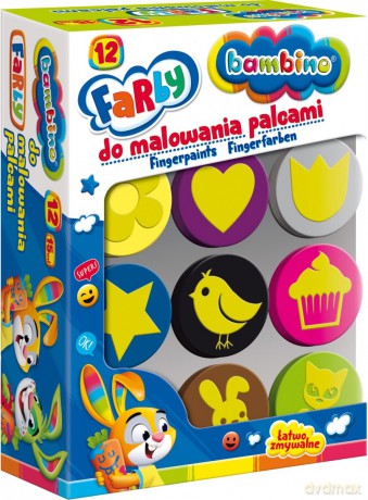 Farby do malowania palcami 12 kolorów Bambino