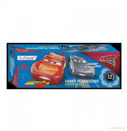 Farby plakatowe 12 kolorów Cars 3