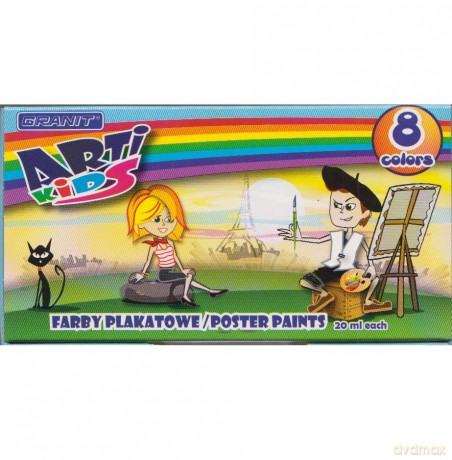 Farby plakatowe 8 kolorów 20 ml Arti Kids