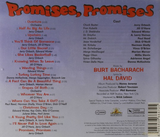 Promises, Promises soundtrack (Obietnice! Obietnice) (Burt Bacharach) [CD]