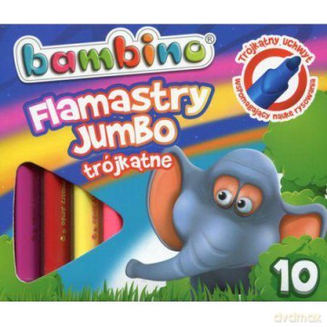 Flamastry trójkątne 10 kolorów Jumbo Bambino