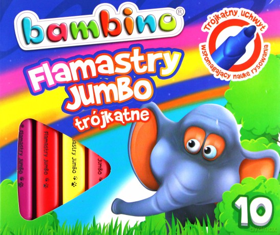 Flamastry trójkątne 10 kolorów Jumbo Bambino