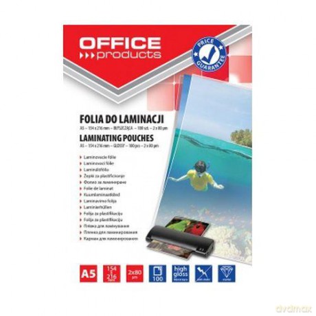 Folia do laminowania A5 błyszcząca transparentna 100 sztuk