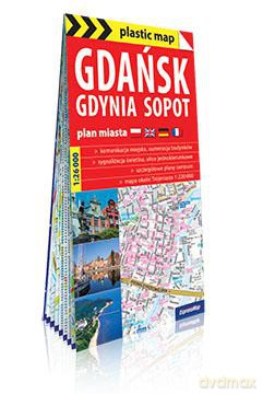 Gdańsk, Gdynia, Sopot laminowany plan miasta skala 1:26 000