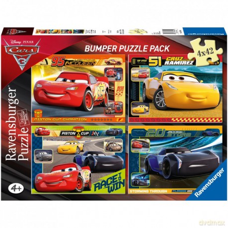 RAVENSBURGER 4x42 el. Tornister Auta 3 [PUZZLE]