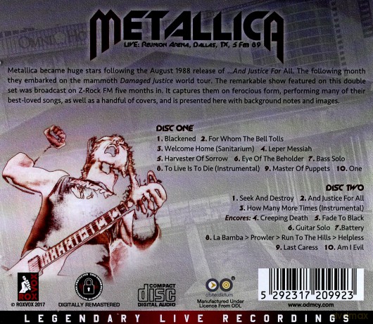 Metallica: Live: Reunion Arena. Dallas. Tx. 5 Feb 89 [2CD]