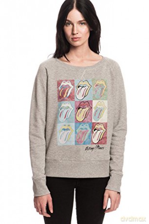 The Rolling Stones: Multicoloured Tongue (Grey - Medium) (Girlie Sweatshirts)
