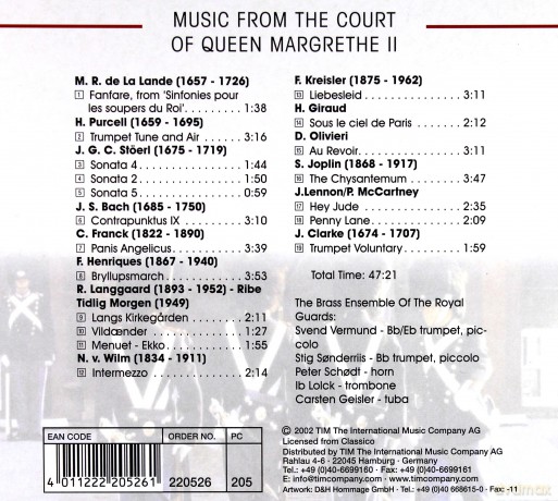 Brass Ensemble Of The Royal Guards: Music At The Court Of Queen Margrethe II [CD]