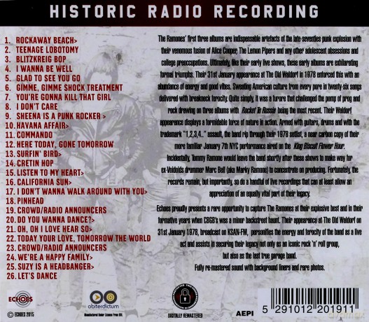 The Ramones: Old Waldorf. San Francisco 31St January 1978 [CD]