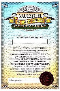 Certyfikat dla nauczyciela
