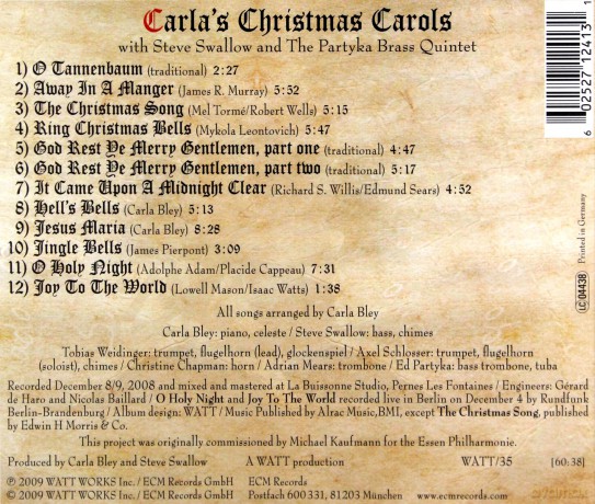 Carla Bley: Carla's Christmas Carols [CD]