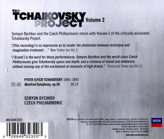 Semyon Bychkov: The Tchaikovsky Project vol. 2 Manfred Symphony [CD]