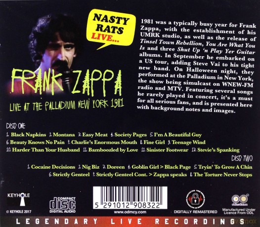 Frank Zappa: Nasty Rats Live Live At The Palladium [2CD]