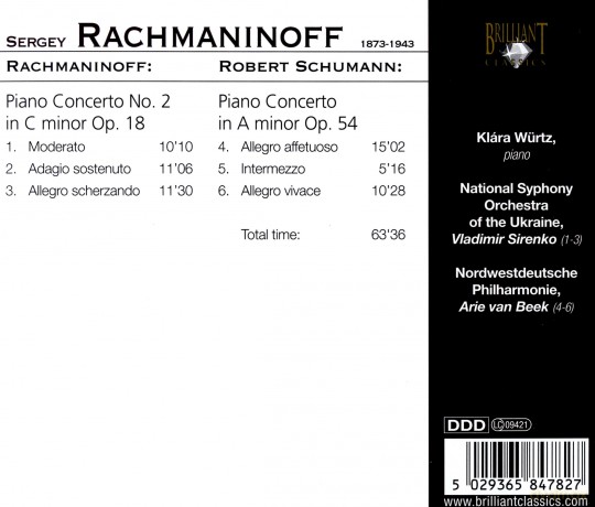 Klara Wurtz: Rachmaninov - Schumann-Piano Concertos [CD]