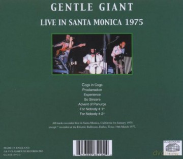 Gentle Giant: Santa Monica 1975 [CD]